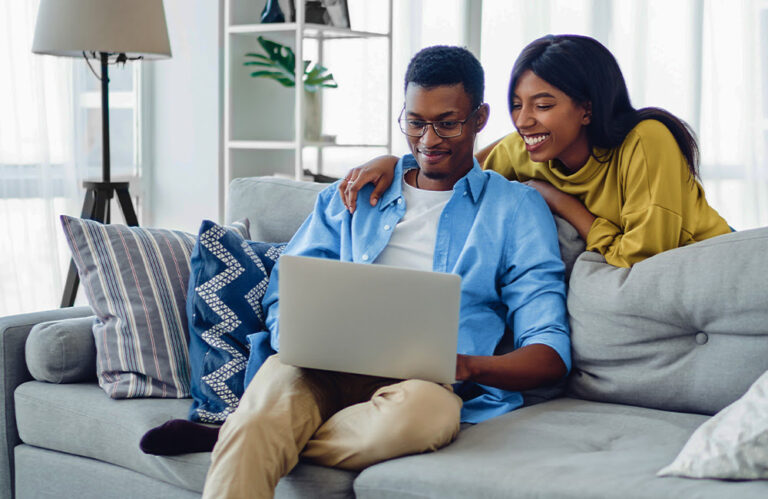 A couple enjoying a Radon-free home